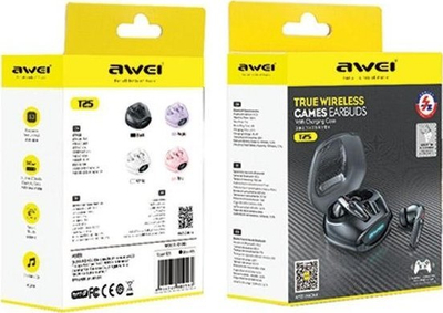 Kufje Bluetooth Awei T25 TWS, versioni 5.3, me kuti karikimi, të zeza