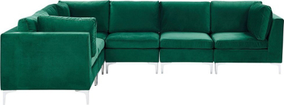 Këndi ulës EVJA Velvet, modular 6 vende, kënd i djathtë, jeshile