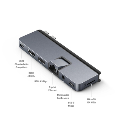 Dock USB C HyperDrive DUO PRO HD575BUGL, 7 në 2, Thunderbolt 4, gri