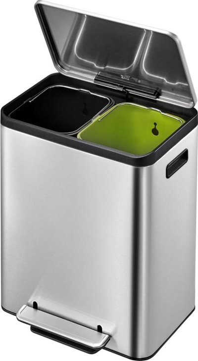 Kosh plehrash me pedale EKO EcoCasa Step Bin, 2 x 15L, inoks, ngjyrë argjendi