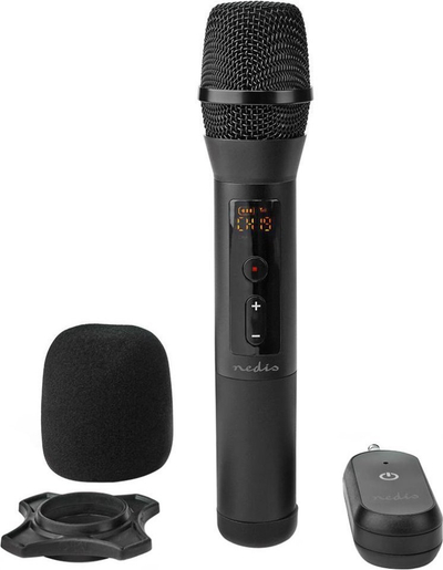 Mikrofon wireless UHF K8, sistem dore, marrës i vogël portativ 6.35mm, rreze 50m, ngjyrë e zezë