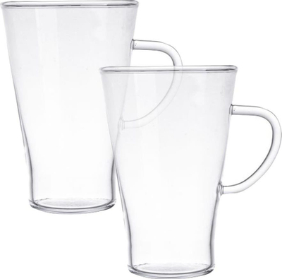 Сет чаши Woł Glasses Caffe Latte, 2 парчиња, 400 ml, транспарентни