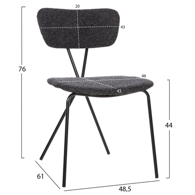 Karrige ngrënieje Dory 48,5×61×76 Hcm (HM9855.04), zezë/ gri
