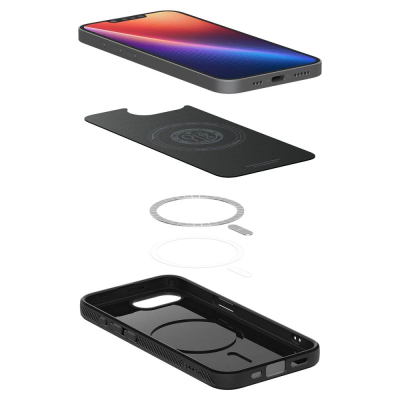 Заштитна маска за телефон Spigen Liquid Air MagFit за iPhone 16e, TPU, компатибилна со MagSafe, црна мат