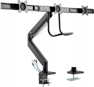 Mbajtës tavoline për monitorë INLINE, për 3 monitorë 27", alumin, i zi