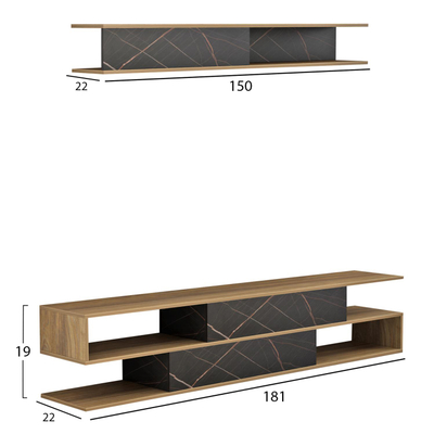 Set mobilie për TV Birgitta 181x31,5x39,6Hcm (HM8903.12), zezë