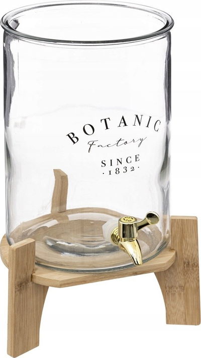 Dispenser pije Secret de Gourmet Botanic Factory, 8L, xham i tejdukshëm, bazë bambuje