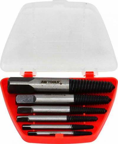 Set ekstraktorësh AWTools AW16400, 6 copë, çelik CrV, argjendtë