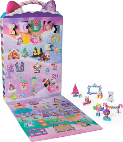 Kalendar adventi DreamWorks Gabby’s Dollhouse 2024, 24 surpriza, me figurina dhe aksesore lodrash, shumëngjyrësh