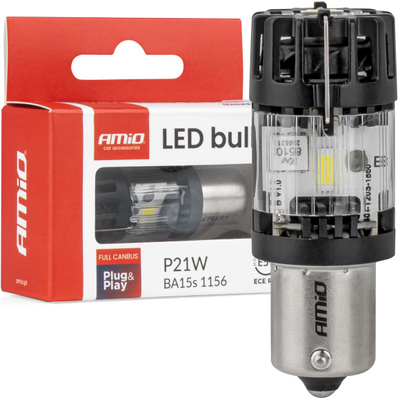 Llambë LED LumiTec BA15S P21W, 12V, FULL CANBUS, e bardhë