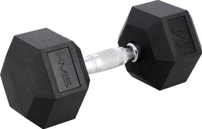 Hantellë HMS HEX PRO, 14 kg, çelik i vesh me gomë, e zezë