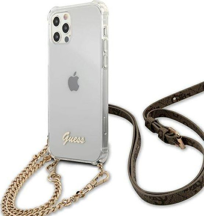 Mbulesë telefoni Guess 4G Chain për iPhone 12 Pro Max, 6.7", me zinxhir, transparente