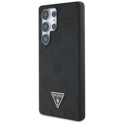 Kapak telefoni Guess Grained Hot Stamp Peony, për Samsung Galaxy S25 Ultra, MagSafe, i zi