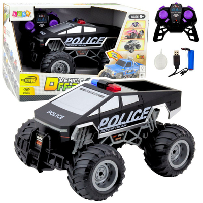 Makina policore me telekomandë LEAN Toys Police Off-Road, 1:16, me drita LED, e zezë