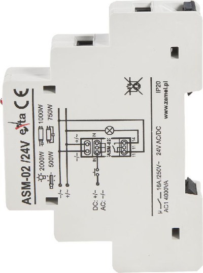 Automat shkalle Zamel ASM-02, 24V AC/DC, për shinë DIN