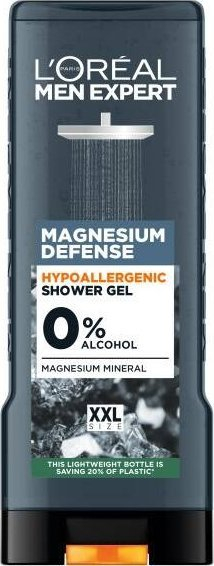 Xhel dushi L'Oréal Paris Men Expert Magnesium Defence, hipoalergjik, për burra, 400 ml