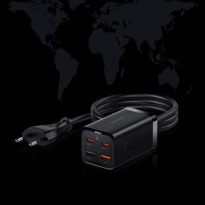 Karikues Baseus GaN3 Pro CCGP040101, 65W, 2x USB C 2x USB A, i bardhë