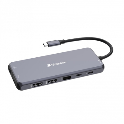Hub USB C Verbatim CMH 14, 14 porta, 3 ekrane, gri