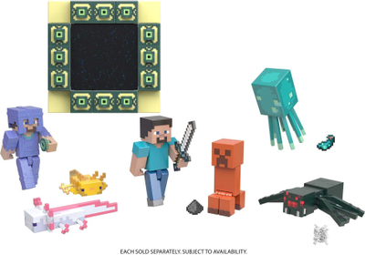 Figurë aksion Minecraft Glow Squid, 3.25", me aksesore, jeshile