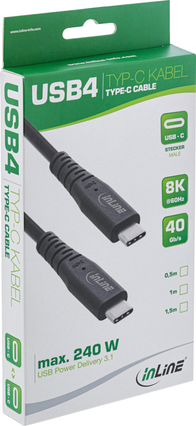 Kabllo USB InLine USB4 USB C në USB C, 1 m, i zi