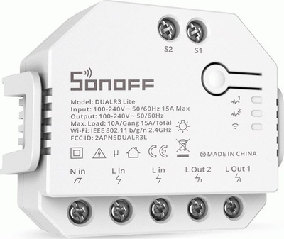 Çelës inteligjent Sonoff Dual R3 Lite, 2 kanale, Wi‑Fi, i bardhë