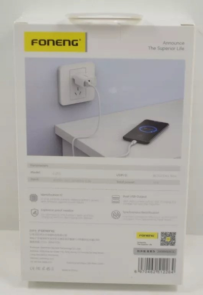 Karikues Foneng EU53, 2xUSB-A, 2.4A, i bardhë