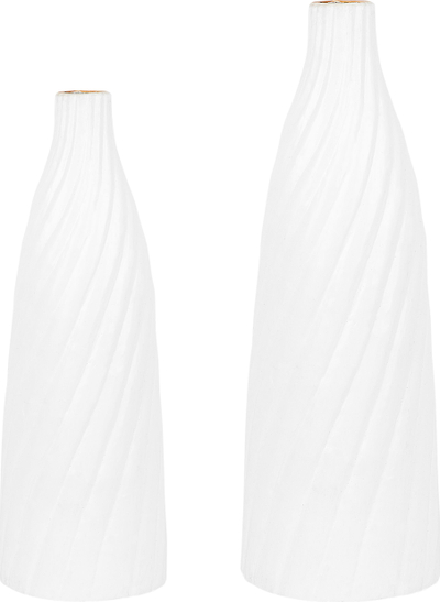 Vazo dekorative FLORENTIA Ceramic, e gjatë, qeramike, e bardhë
