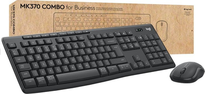 Set tastierë dhe mi Logitech MK370 for Business, wireless, klik i qetë, ngjyrë e zezë