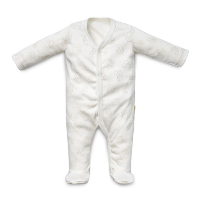 Odijelc bebe Kenguru Gold Full Print, pambuk organik, 62, e bardhë