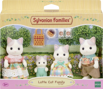 Set lodrash Sylvanian Families 5738 Latte Cat Family, 4 kukulla, me aksesorë