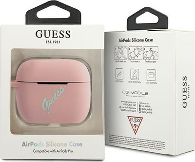 Mbrojtëse silikoni Guess Vintage për AirPods Pro, rozë / gjelbër