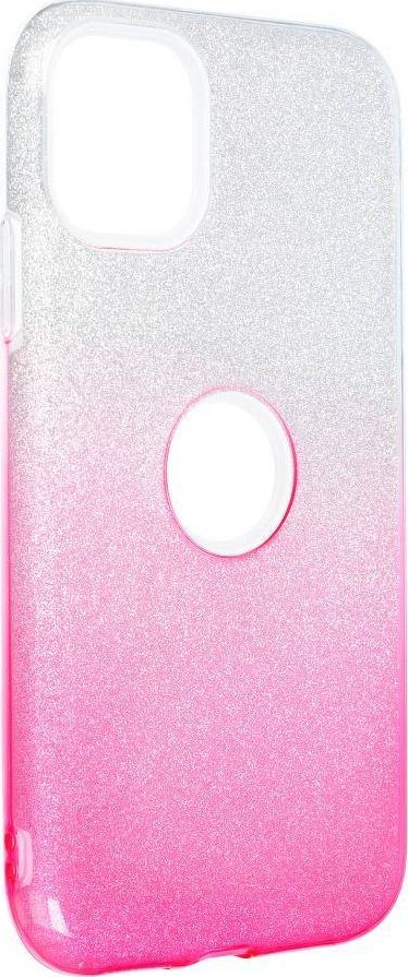 Këllëf telefoni Forcell Shining Ombre për iPhone 11, TPU PC, me shkëlqim glitter, rozë me të bardhë