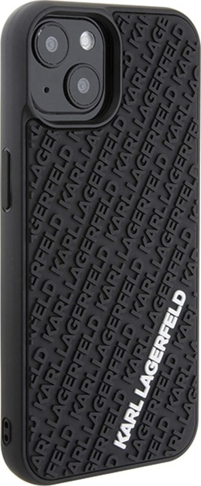 Maskë telefoni Karl Lagerfeld 3D Rubber Multi Logo, për iPhone 15 6.1", e zezë