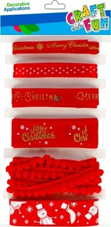 Set shirita dekorativë Mega Creative Christmas Ribbons Mix, 6 copë, të kuq