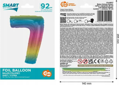 Balon foli Smart CH S97T, numri 7, 92 cm, me ngjyra ylberi