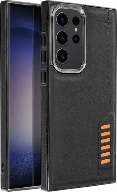Kapak telefoni Milano për Samsung Galaxy S23 Ultra, kornizë e forcuar, mbrojtje kamere, i zi