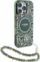 Mbulesë telefoni Guess IML Flowers Allover Electro and Pearl Strap MagSafe për iPhone 16 Pro 6.3\", me rrip me rruaza, jeshile