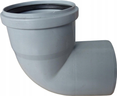 Bërryl kanalizimi PVC, 75mm, 90°, gri