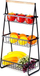 Shportë frutash metalike Fruit Basket, 3 nivele, me dorezë druri, e zezë