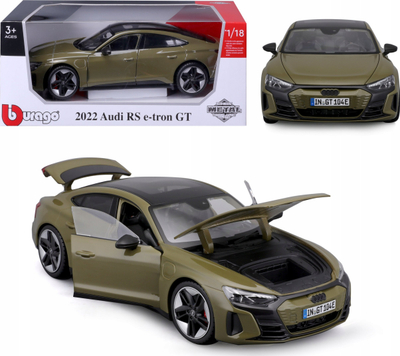 Maket makine Bburago Audi RS E-tron GT 2022, shkalla 1/18, me sunroof, jeshile e errët