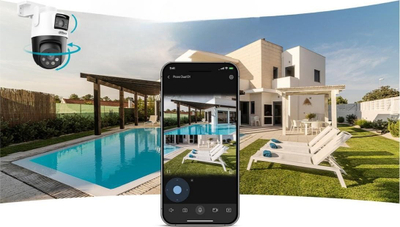 Kamerë sigurie e jashtme Dahua VDA-DH-P3D-3F-PV, Wi-Fi, Pan Tilt, dy lente 2.8mm 6mm, bardh e zezë