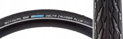 Gomë biçiklete Schwalbe Delta Cruiser Plus, 28x2.00, PunctureGuard, e zezë me shirit reflektues