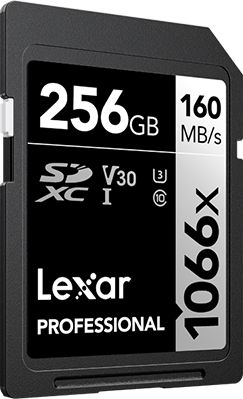 Kartë memorie Lexar Professional 1066x SDXC UHS I, 256GB, 160MB/s, e zezë
