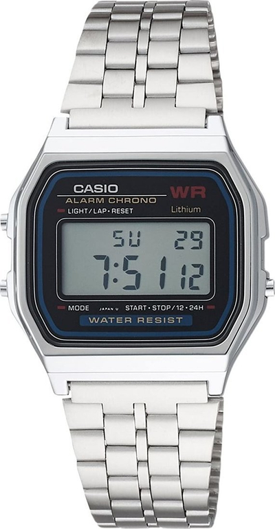 Ora dore Casio A159WA N1, digjitale, çelik inoks, për meshkuj, argjendtë