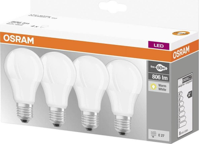 Llambë LED OSRAM Retro E27, 9W, 2700K, mat, pako 4 copë