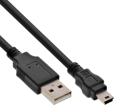 Kabllo USB InLine 33107J, USB A në mini USB, 0.3m, e zezë