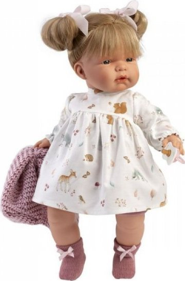 Kukull Llorens Joelle, bark i butë, 38 cm, shumëngjyrëshe