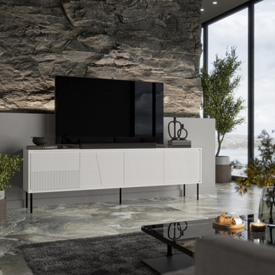 Komodë Cama Meble ABI, 200x38x62cm, chipboard MDF, e bardhë