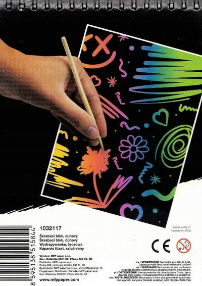 Set fletë vizatimi MFP Rainbow Scratch Card, 20x14 cm, 10 fletë, të zeza