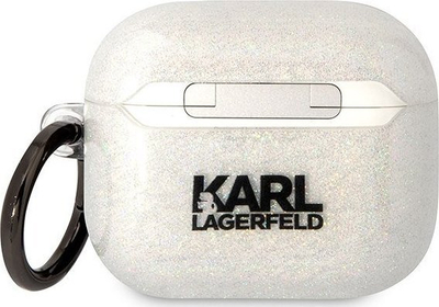 Mbulesë Karl Lagerfeld KLA3HNKCTGT për AirPods 3, Glitter e tejdukshme, me varëse Karl &amp; Choupette